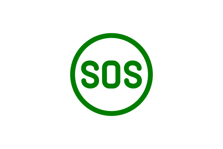 Icon: Kreis mit SOS-Schriftzug